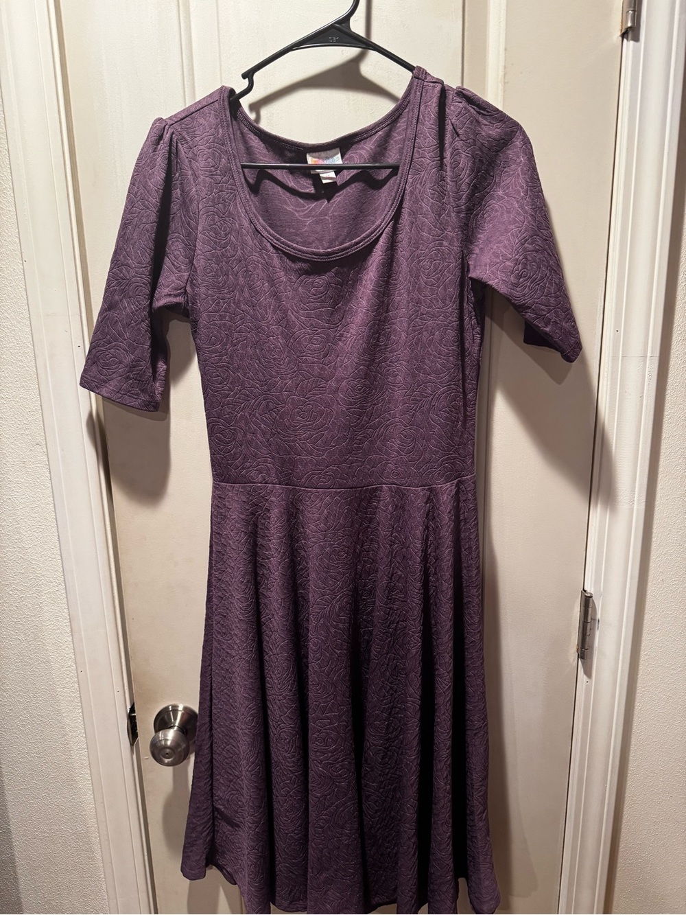 LuLaRoe Purple Textured Midi Fit-and-Flare Dress